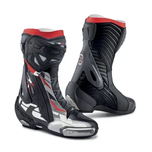 Stivali Racing, Tcx-Rt Race, neri con finiture rosse e grigie