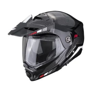 Casco Modulare Scorpion, Adx 2 Camino, nero, argento e rosso
