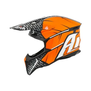 Casco da cross Enduro, Airoh Wraap idol, arancione opaco con finiture bianche e nere