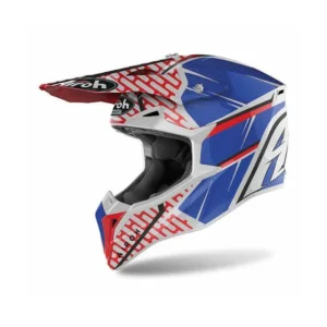 Casco da cross Enduro, Airoh wraap idol, rosso e blu lucido