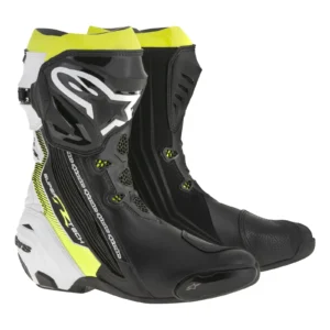 Stivali tecnici moto Alpinestars Supertech R, colore nero con finiture gialle e bianche