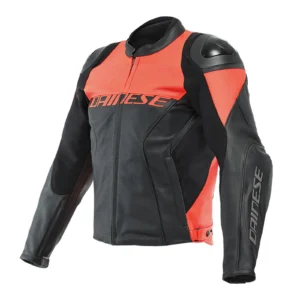 Giacca moto, Dainese Racing 4, in pelle nera e rossa