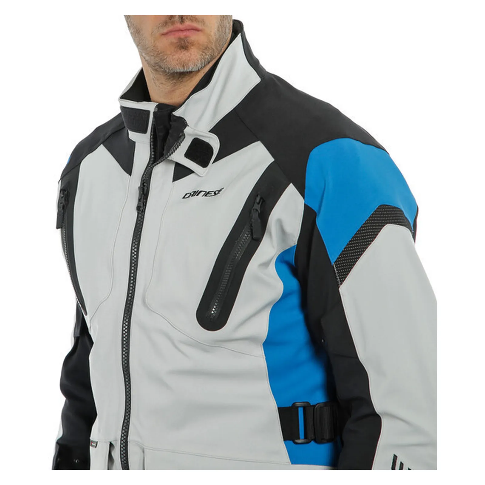 Giacca moto Tonale Dainese D-Dry, in tessuto nero, grigio e blu