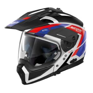 Casco touring, Nolan N70.2 X Grandes Alpes, bianco, rosso e blu