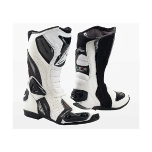 Stivali racing, Prexport, colore bianco con finiture nere