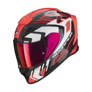 Casco integrale Scorpion EXO R1, Evo Carbon Air Supra, nero, bianco e rosso